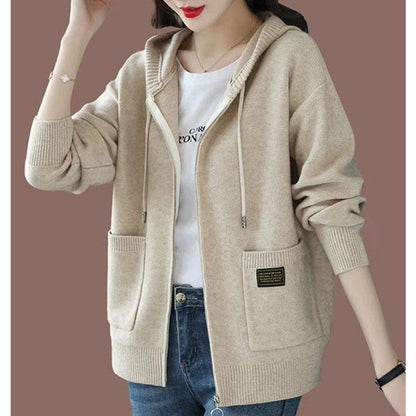 Soft Wool Zip Up Hooded Jacket for Daily Use