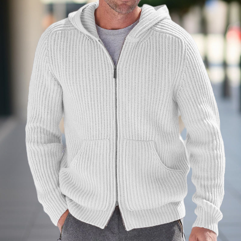 Cozy Men's Hooded Knit Cardigan Sweater - Nocini