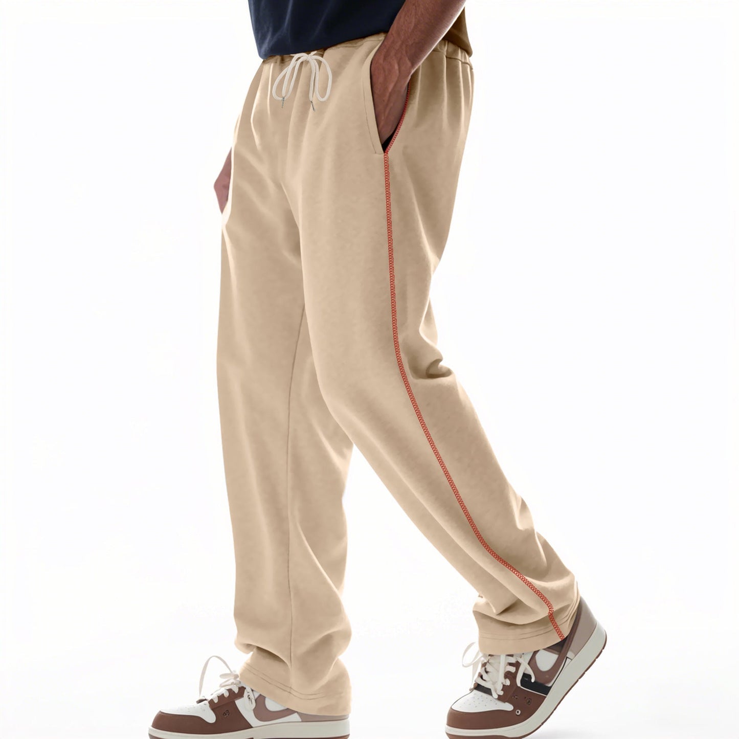 Comfortable Cotton Pants with Elastic Waist and Pockets - Nocini