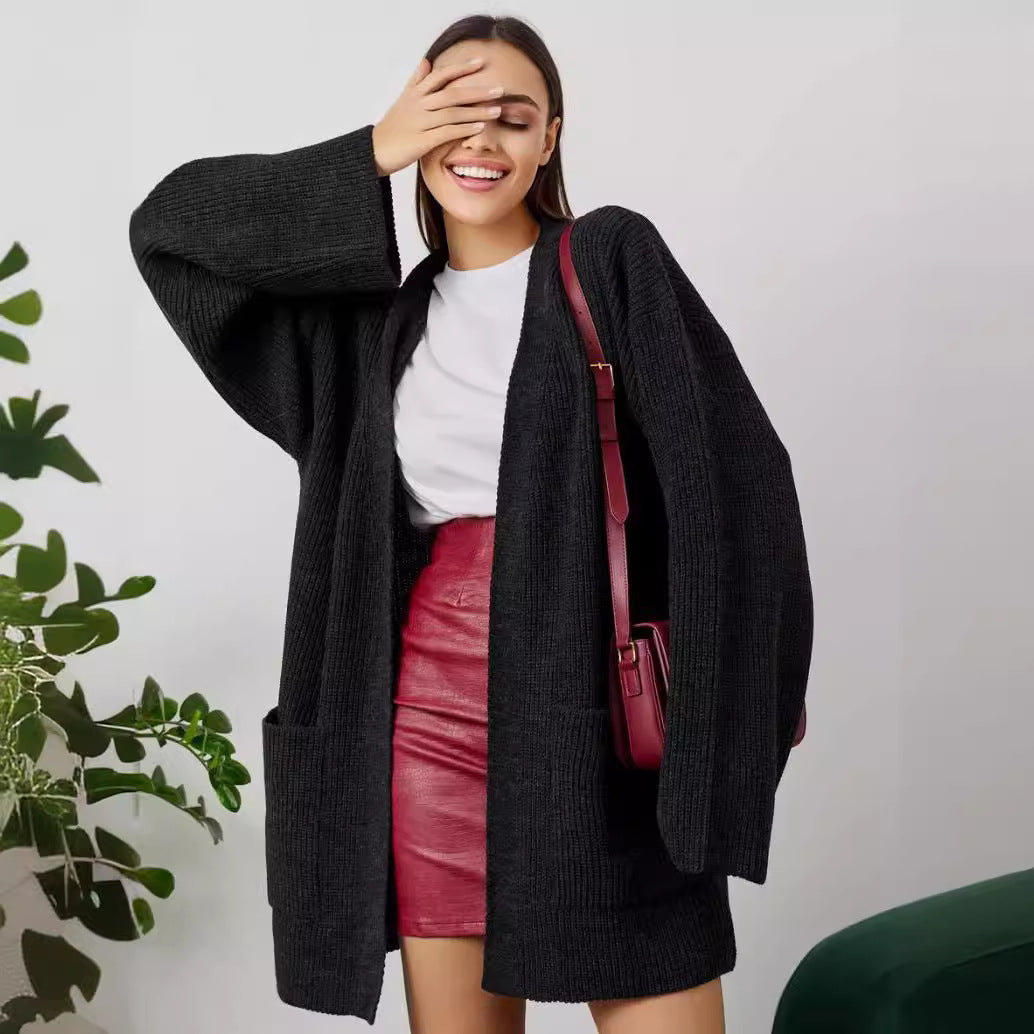 Cozy Women's Knit Cardigan with Pockets - Nocini