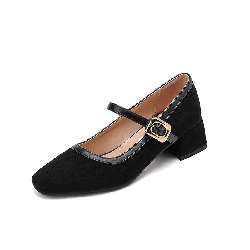 Classic Round Toe Mary Jane Shoes - Buckle Detail