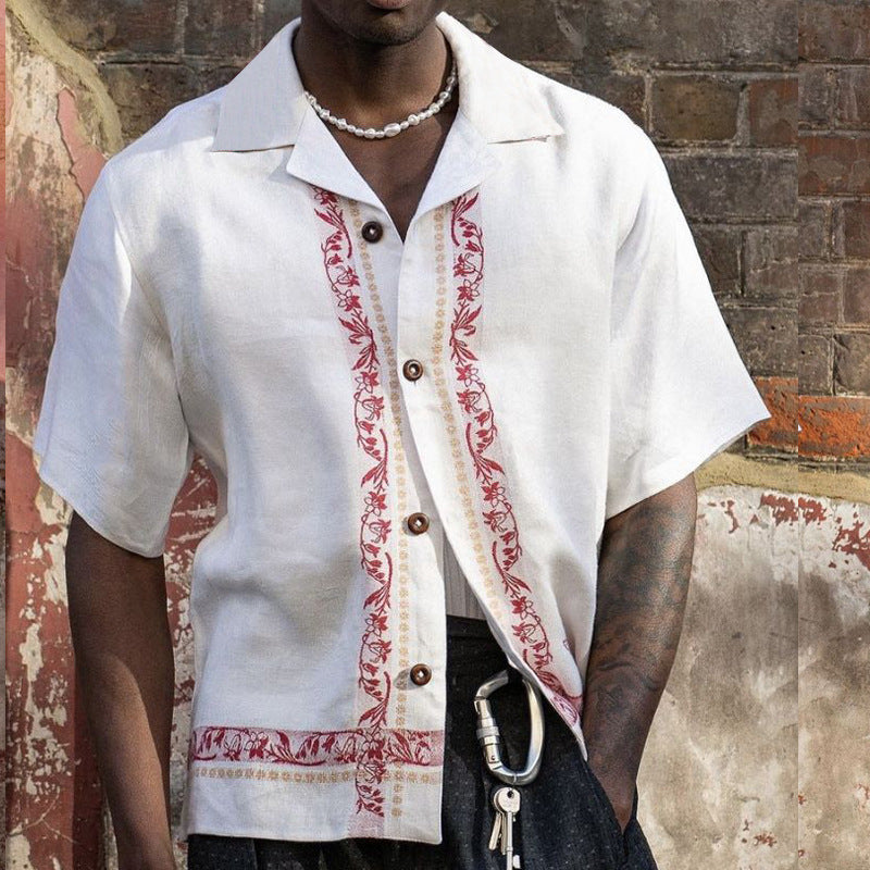 Casual Short Sleeve Linen Shirt for Men