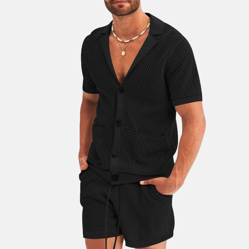 Breathable Summer Shirt and Shorts Set for Men