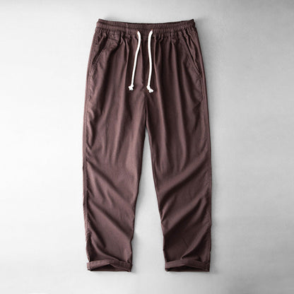 Comfortable Linen Pants for Men Elastic Waist Straight Leg