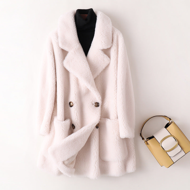 Warm Faux Fur Double Breasted Teddy Jacket