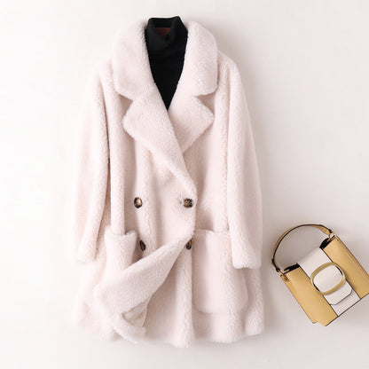 Warm Faux Fur Double Breasted Teddy Jacket