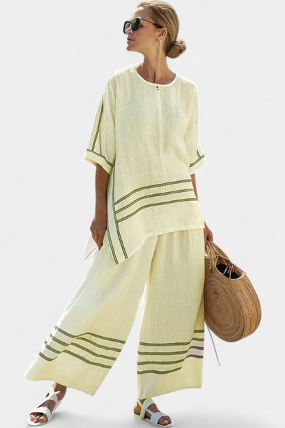 Chic Striped Offcenter Top & Statement Pants