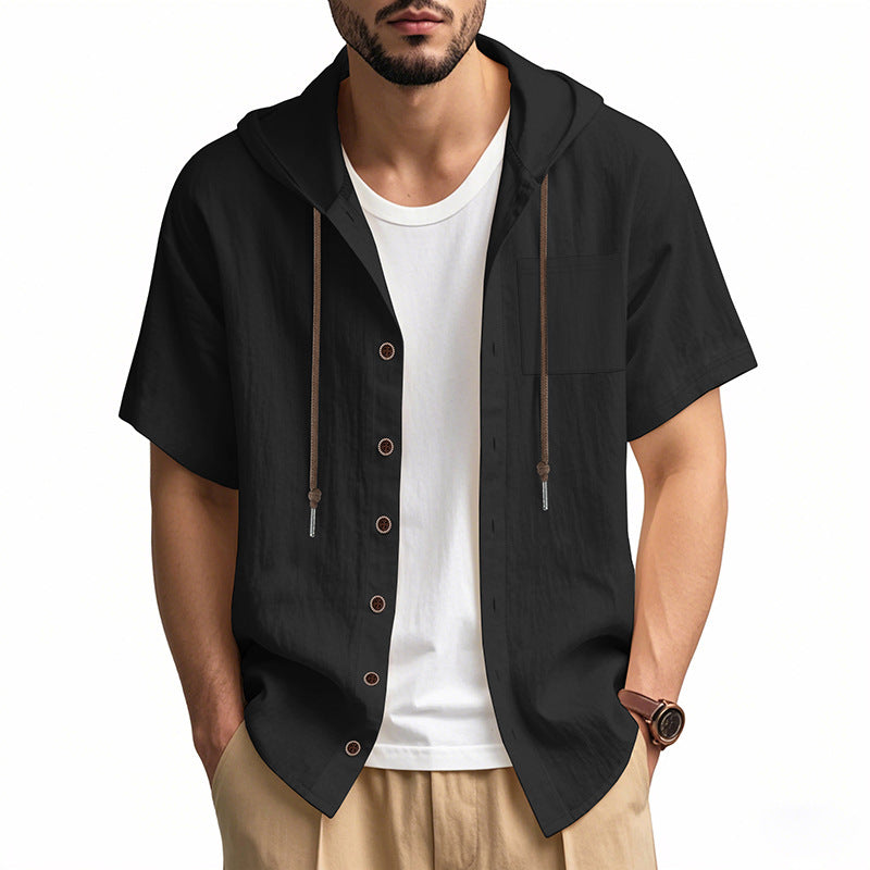 Casual Linen Hoodie Shirt for Men