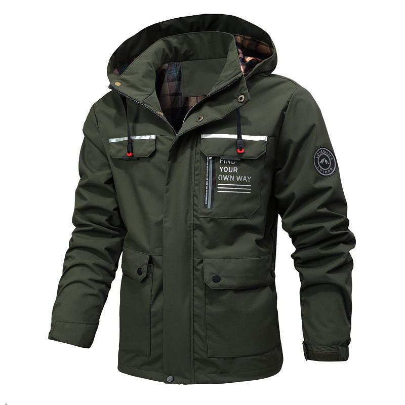 Waterproof Men's Jacket with Hood and Pockets