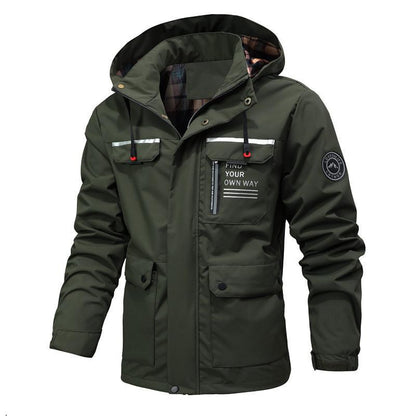 Waterproof Men's Jacket with Hood and Pockets