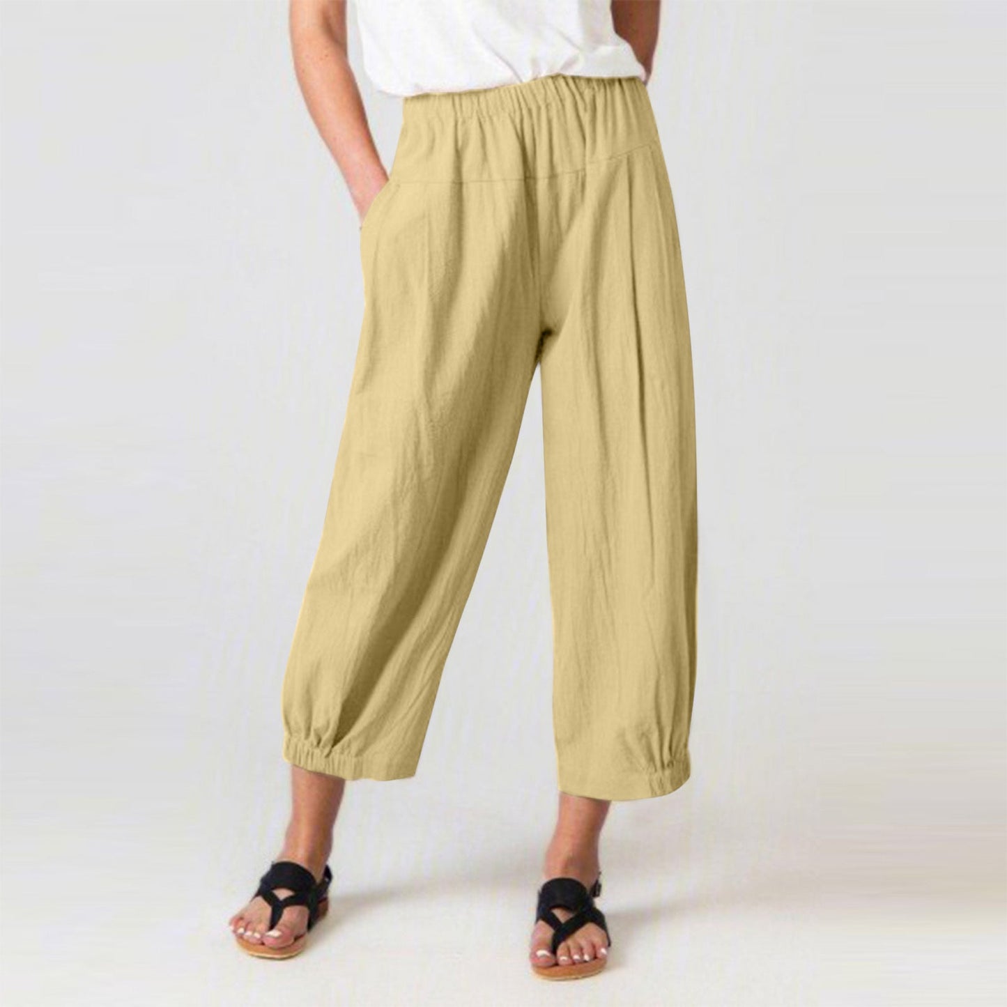 Comfy Women's Elastic Waist Pants with Pockets