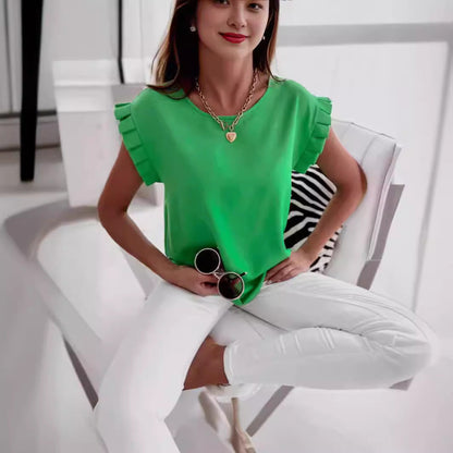 Women's Loose Fit Blouse with Gathered Sleeves - Nocini