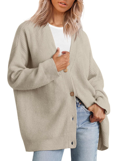 Soft Striped Knitted Open Front Cardigan
