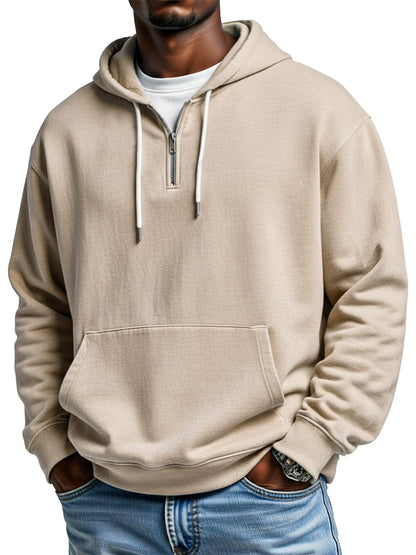 Men's Casual Hoodie Soft Quarter Zip Pocket