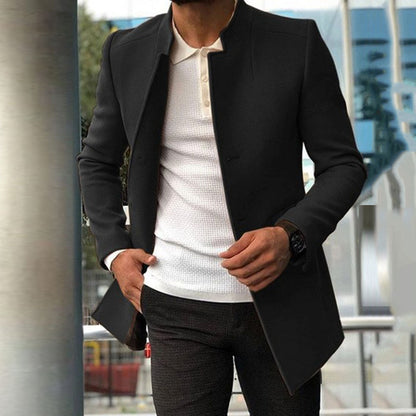 Slim Fit Men's Coat with Hidden Buttons