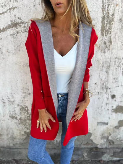 Cozy Women's Hooded Cardigan with Soft Button Cuffs