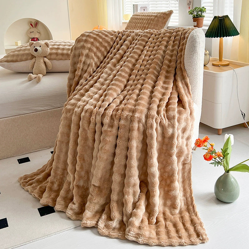 Soft Quilted Throw Blanket With Thick Texture