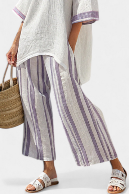 Soft Relaxed Top & Breathable Stripe Pants