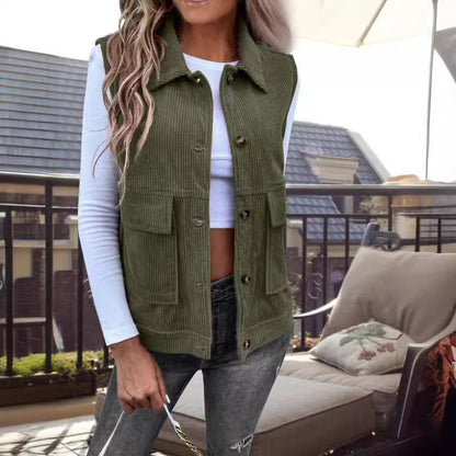 Casual Corduroy Vest for Women - Loose Fit - Nocini