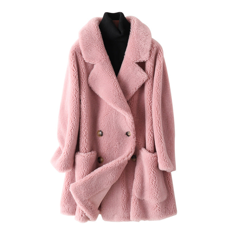 Warm Faux Fur Double Breasted Teddy Jacket