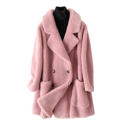 Warm Faux Fur Double Breasted Teddy Jacket