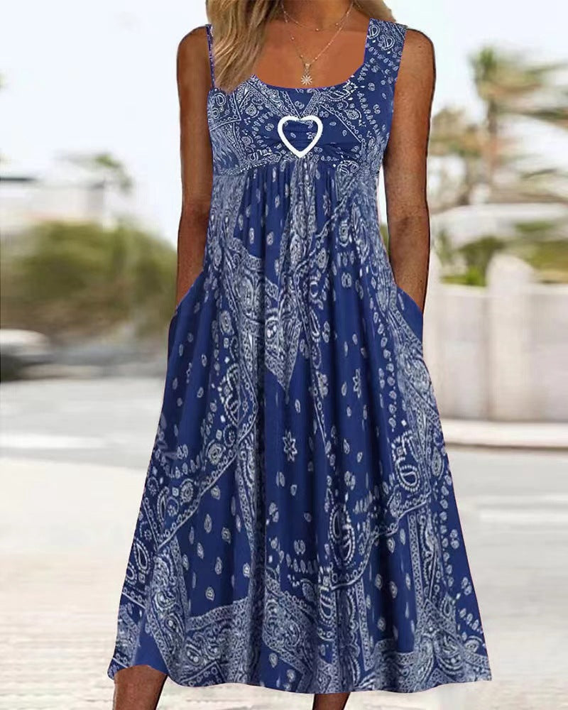 Summer Floral Maxi Dress with Pockets