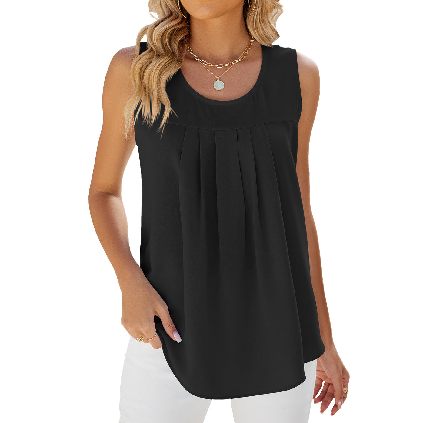 Loose Fit Women's Tank Top with Soft Ruffles