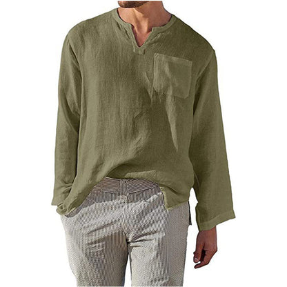 Casual Mens Linen Shirt with Long Sleeves
