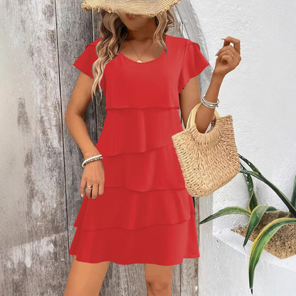 Loose Fit A-Line Dress with Ruffled Details