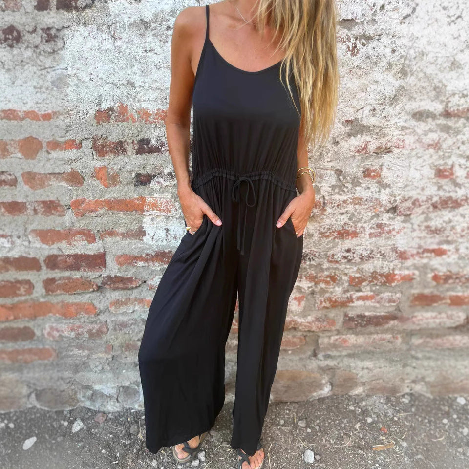 Loose Fit Women's Jumpsuit with Elastic Waist
