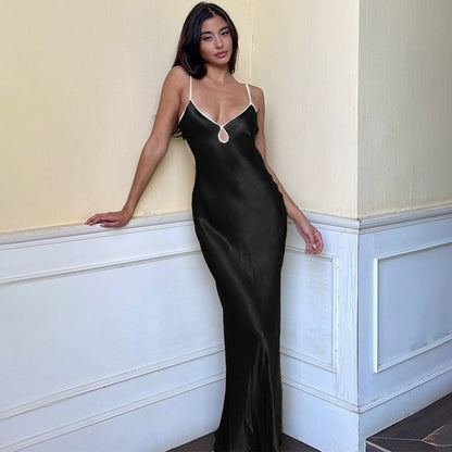 Elegant Satin Spaghetti Strap Evening Gown