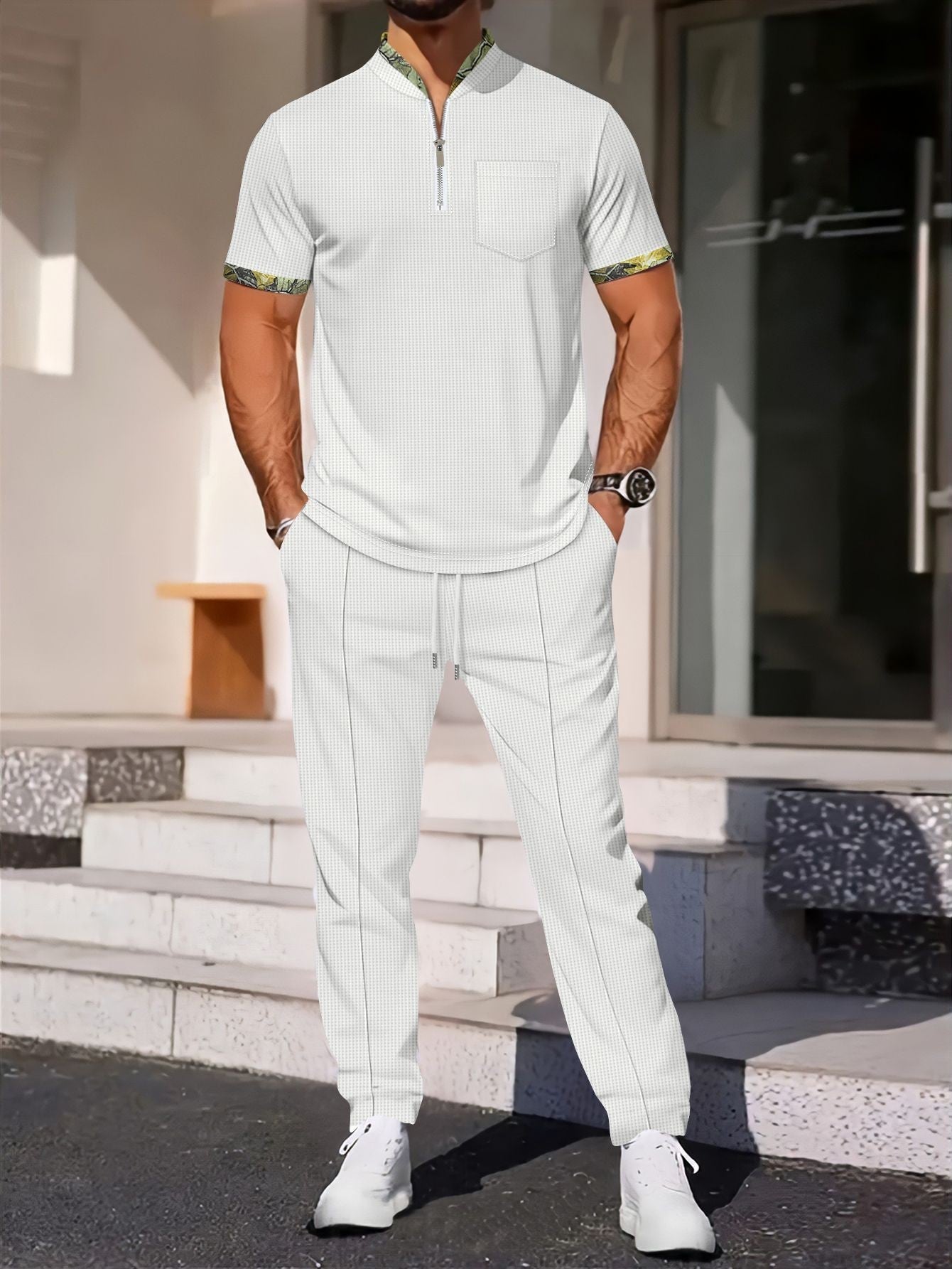 Men's Athletic Fit Tracksuit with Zip Top and Pants