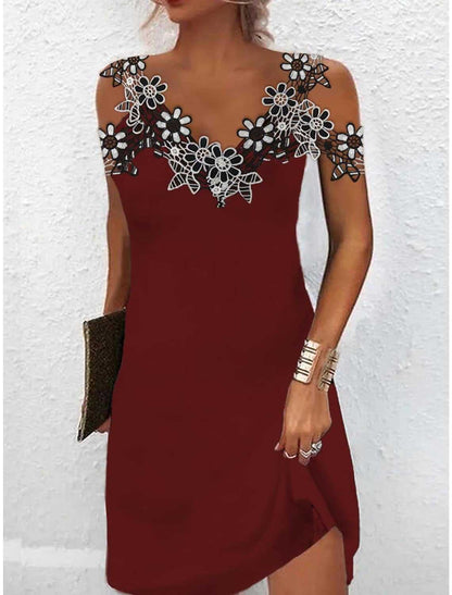Elegant V Neck Lace Evening Dress for Women