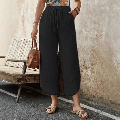 Comfortable High Waist Wide Leg Crop Pants