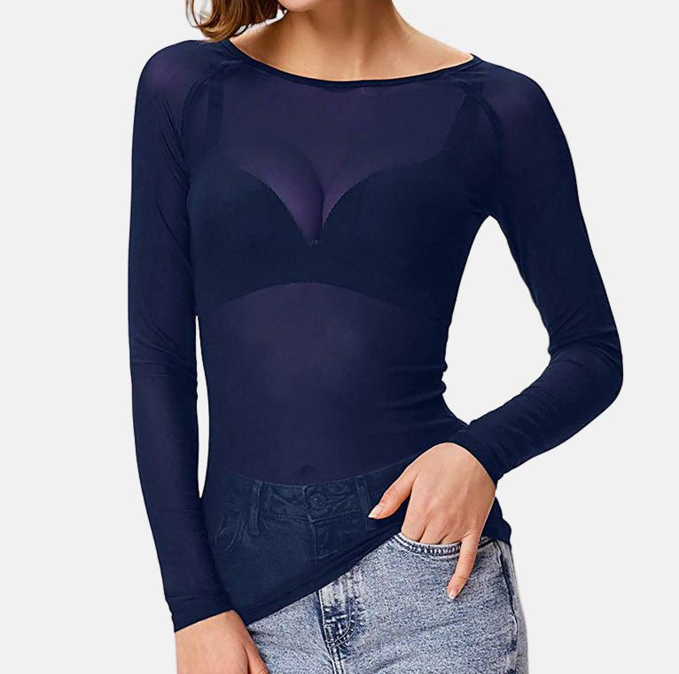 Women's Breathable See Through Top - Long Sleeve - Slim Fit