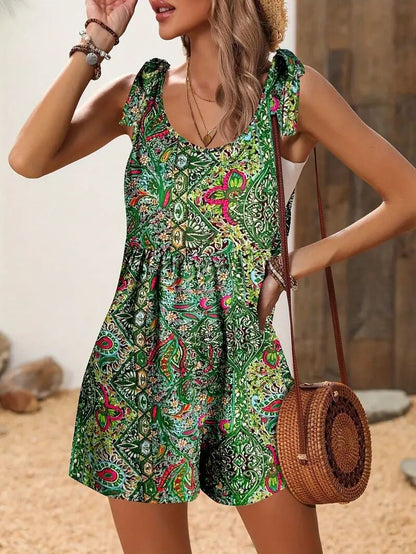 Loose Fit Short Jumpsuit with Adjustable Straps