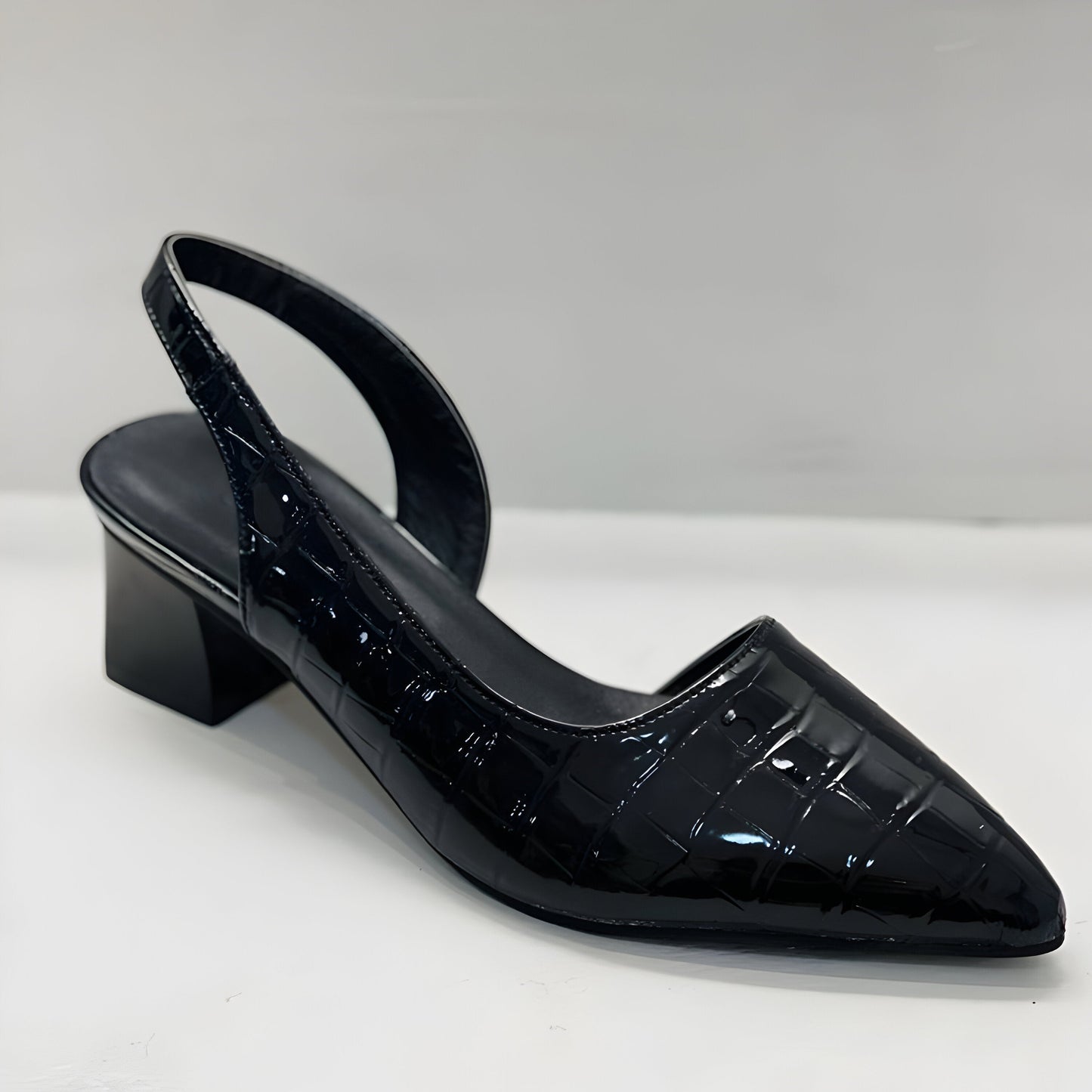 Ladies High Heel Slingback Shoes with Chunky Block Heel