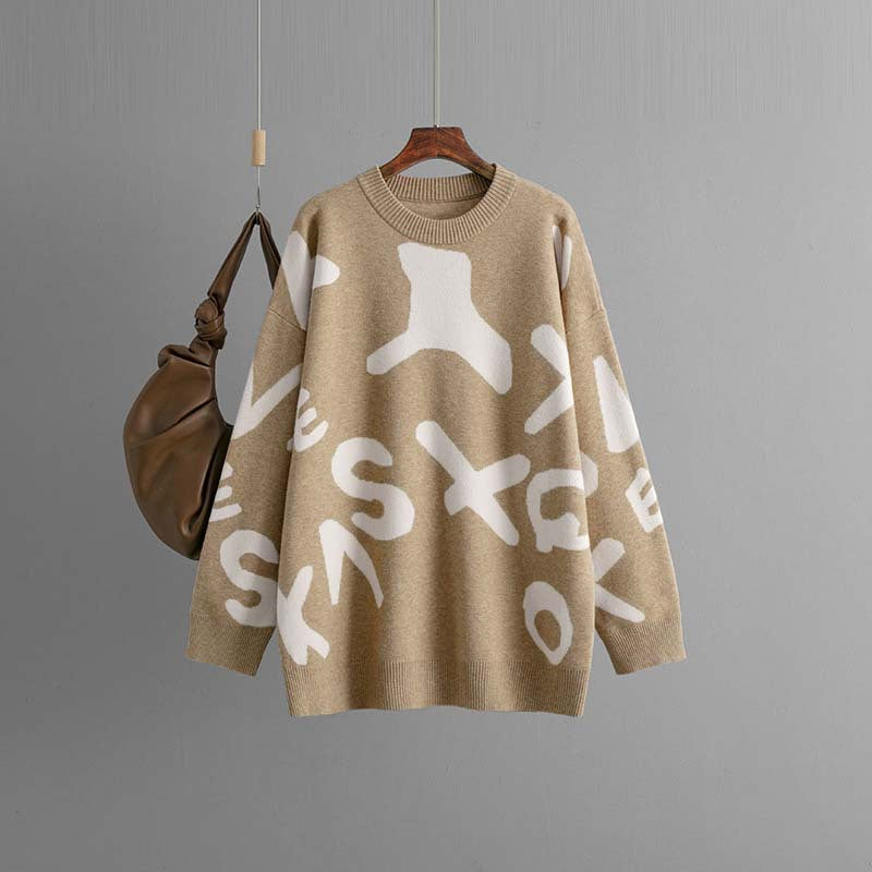 Trendy Graphic Knit Sweater