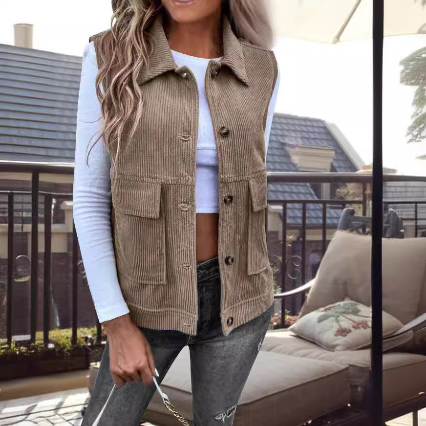 Casual Corduroy Vest for Women - Loose Fit