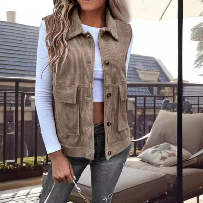 Casual Corduroy Vest for Women - Loose Fit