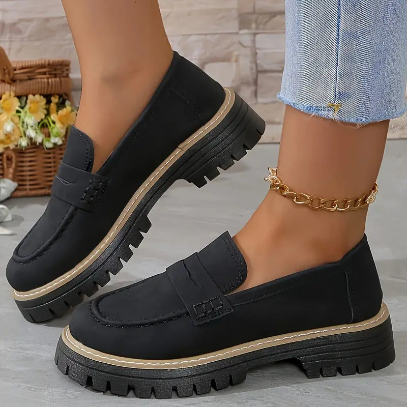 Comfortable Slip On Loafers - Thick Sole Casual Shoes