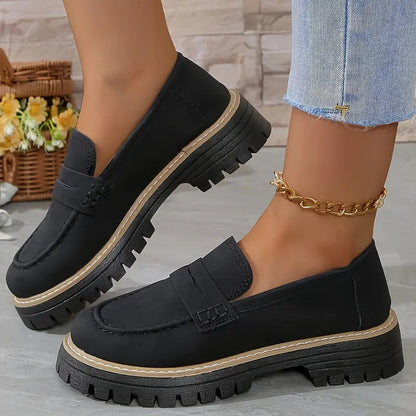 Comfortable Slip On Loafers - Thick Sole Casual Shoes