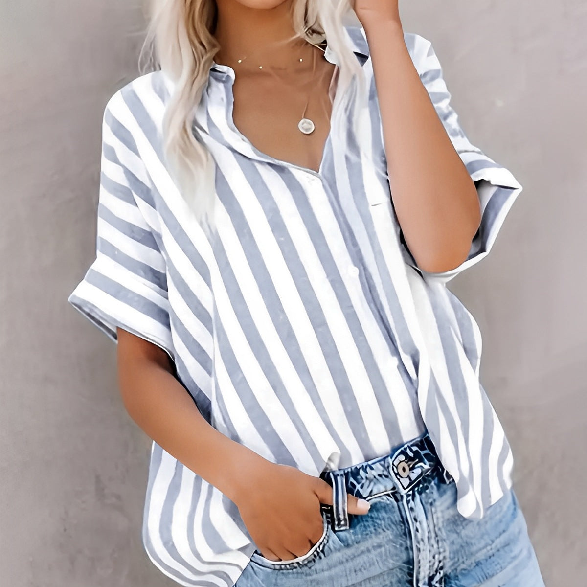 Casual Striped Cotton Women's Shirt
