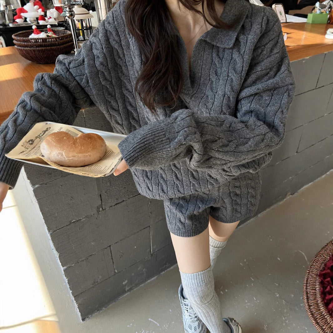 Cozy Crew Neck Women's 2-Piece Sweater Set