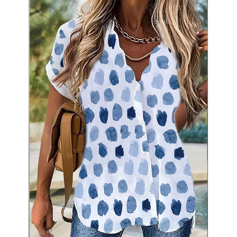 Loose Fit Women's Short Sleeve Casual Blouse - Nocini