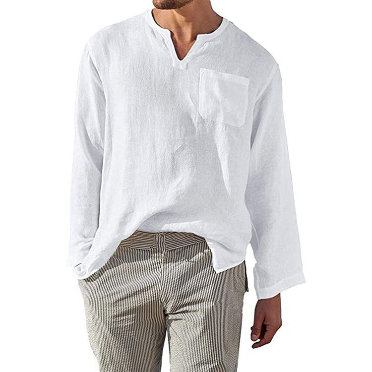Casual Mens Linen Shirt with Long Sleeves - Nocini