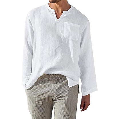 Casual Mens Linen Shirt with Long Sleeves - Nocini