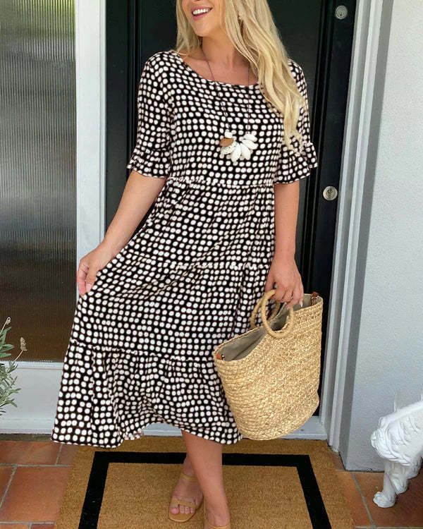 Casual Polka Dot Midi Dress