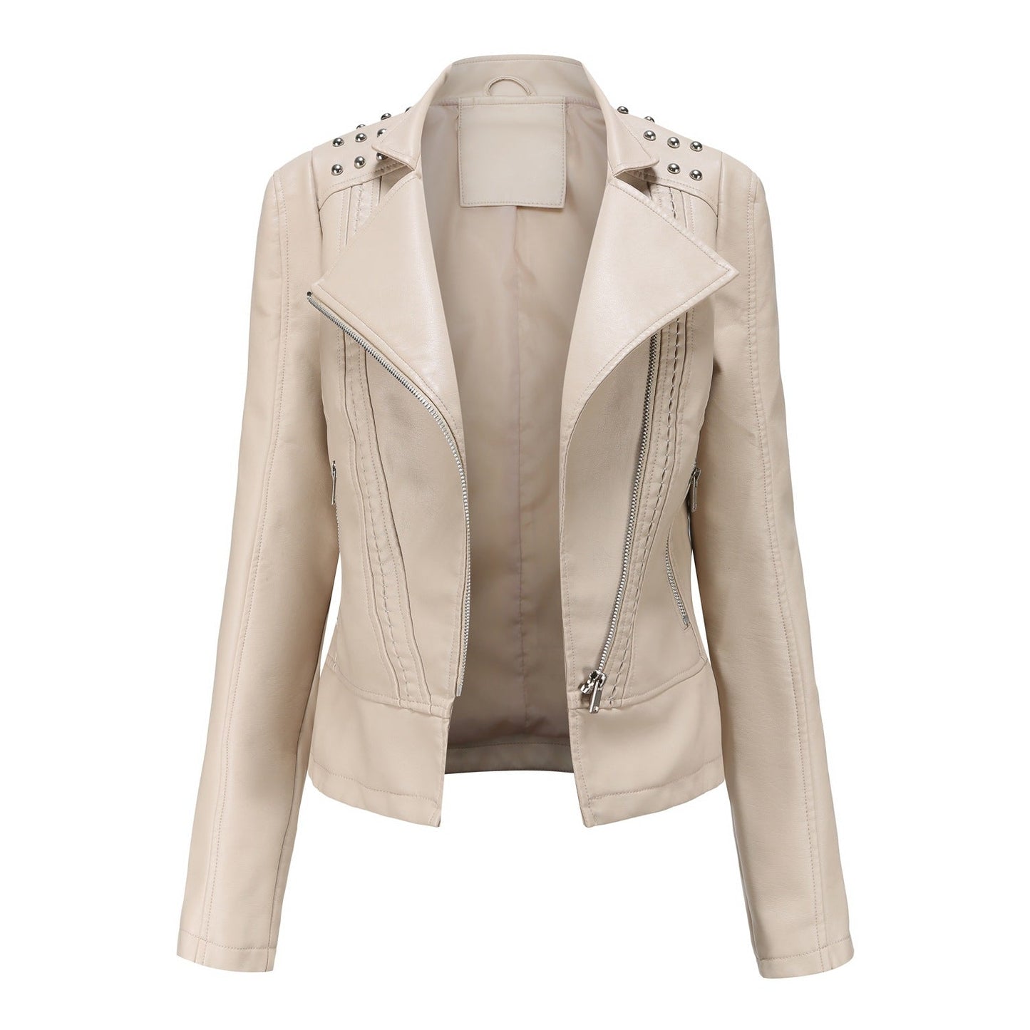 Edgy Studded Biker Jacket Zip Up Moto Style