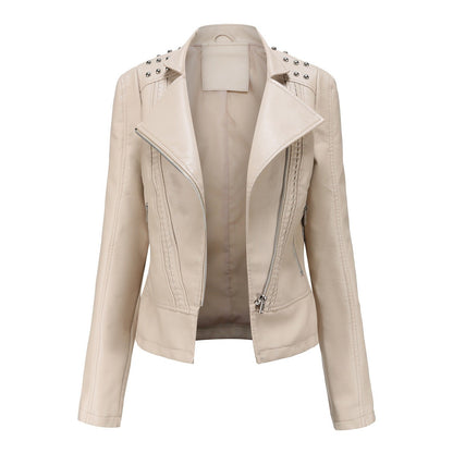 Edgy Studded Biker Jacket Zip Up Moto Style